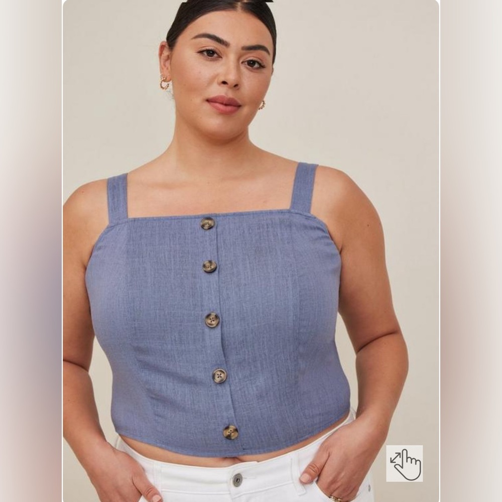 New Torrid Linen Blend Button-Front Crop Tank sz 4